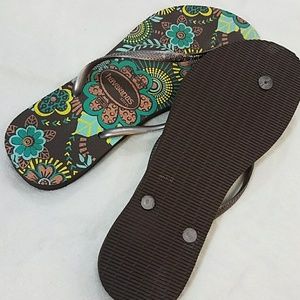 Havaianas Shoes - Havaianas Brown Floral Slim Flip Flop Havaianas Shoes - Havaianas Brown Floral Slim Flip Flop
